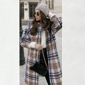 ZARA l Long Plaid Overshirt Coat Shacket Fall Cozy Warm Fall Size Small